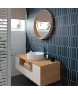 Carrelage Lanse Navy 5x25 cm - posé en salle de bain