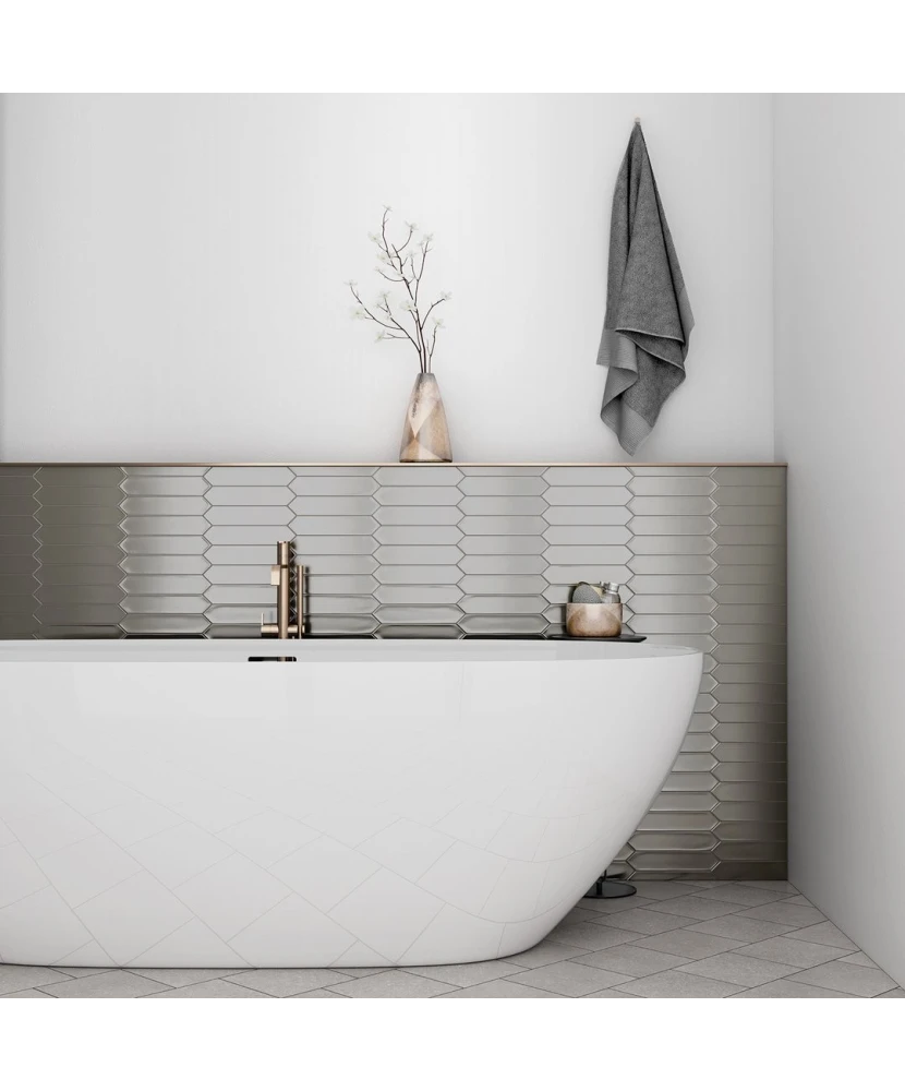 Carrelage Lanse Silver 5x25 cm - posé en salle de bain