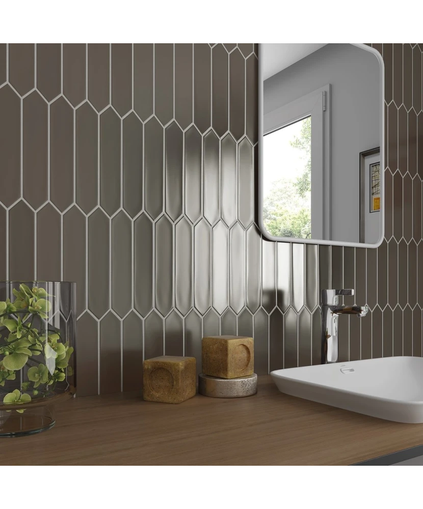 Carrelage Lanse Silver 5x25 cm - posé en salle de bain 2