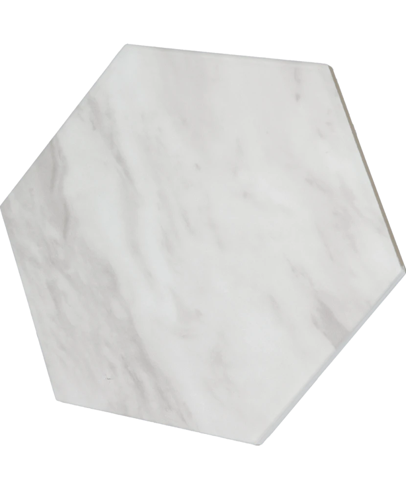 Carrelage Bardiglio Hexagon Light Mat 17,5x20 cm - vue latérale du carreau