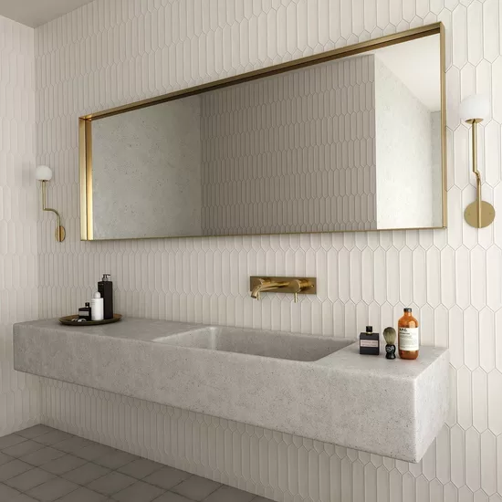 Carrelage Lanse White 5x25 cm - posé en salle de bain