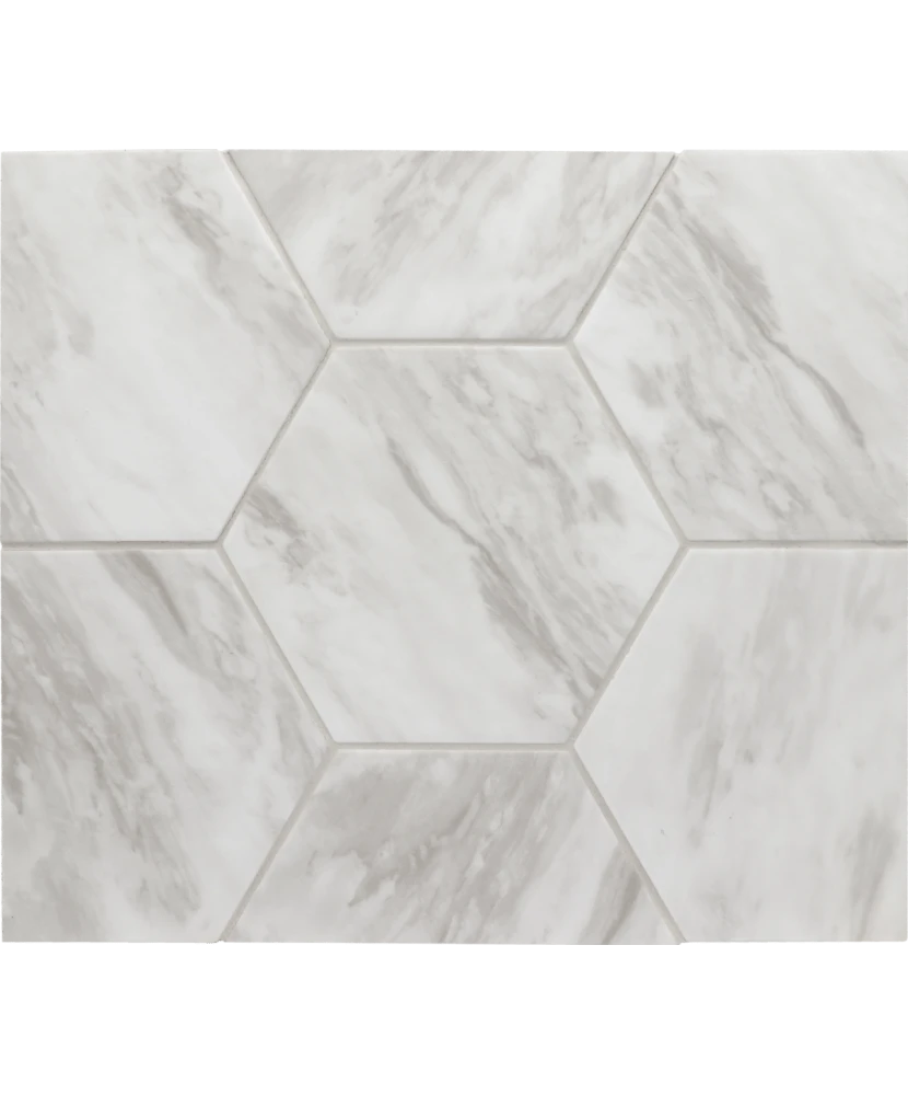 Carrelage Bardiglio Hexagon Light Mat 17,5x20 cm - panneau de carreaux