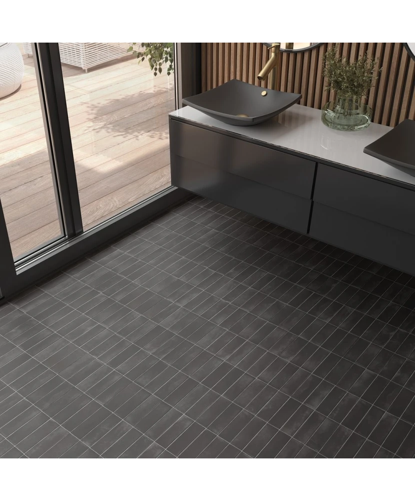 Carrelage Coco Black Hat Mat 5x15 cm - vue d’ambiance 2
