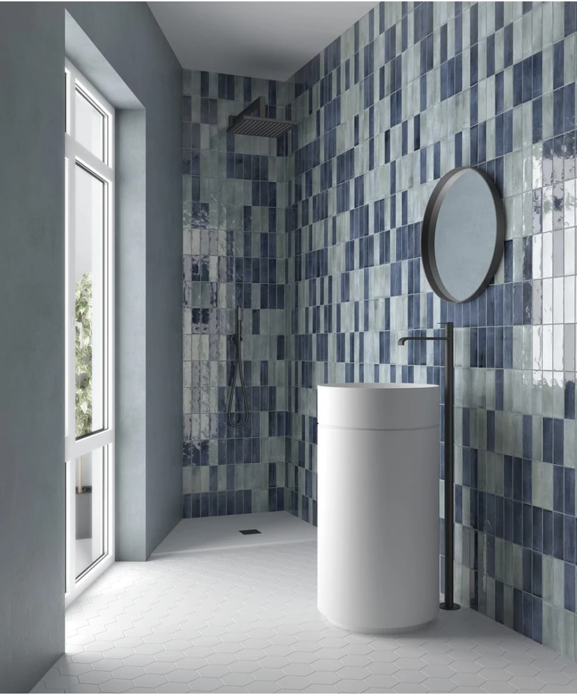 Carrelage Coco Blue Grass 5x15 cm - vue d’ambiance