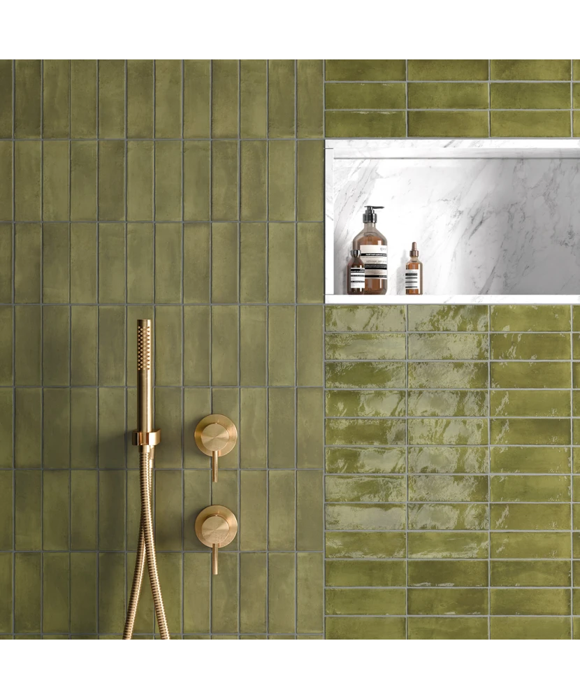 Carrelage Coco Verd Mat 5x15 cm - vue d’ambiance 4