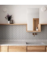 Carrelage Costa Nova Grey Mat 5x20 cm - posé en salle de bain