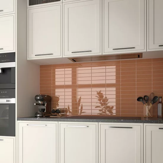 Carrelage Costa Nova Terra 5x20 cm - posé en cuisine