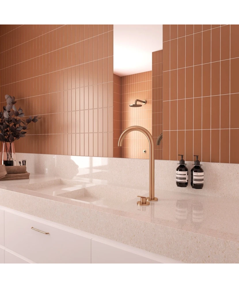 Carrelage Costa Nova Terra Mat 5x20 cm - posé en salle de bain