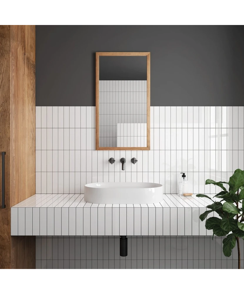 Carrelage Costa Nova White 5x20 cm - posé en salle de bain