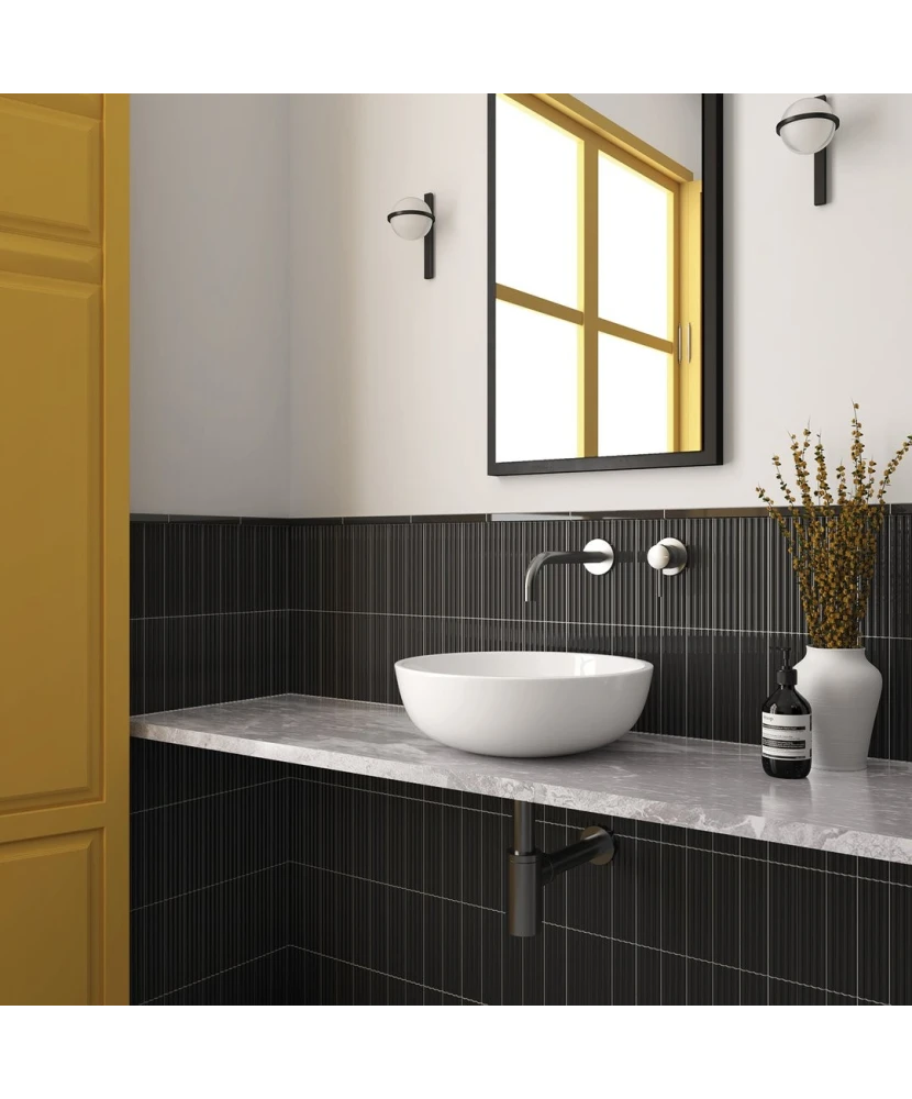 Carrelage Onda Black 5x20 cm - vue d’ambiance