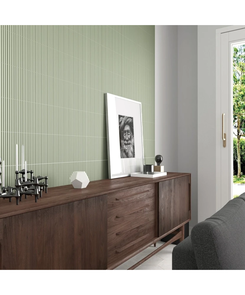 Carrelage Onda Tansy Green Mat 5x20 cm - vue d’ambiance