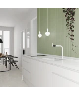 Carrelage Onda Tansy Green Mat 5x20 cm - posé en cuisine