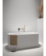 Carrelage Onda White Mat 5x20 cm - posé en salle de bain