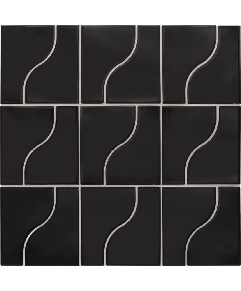 Carrelage Curve Black 8,3x12 cm - panneau de carreaux