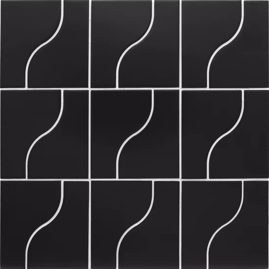 Carrelage Curve Black Mat 8,3x12 cm - panneau de carreaux