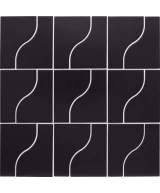 Carrelage Curve Black Mat 8,3x12 cm - panneau de carreaux