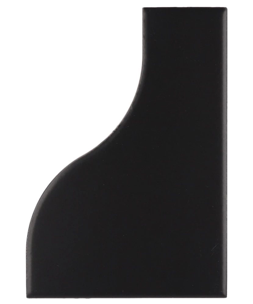 Carrelage Curve Black Mat 8,3x12 cm - vue de face du carreau