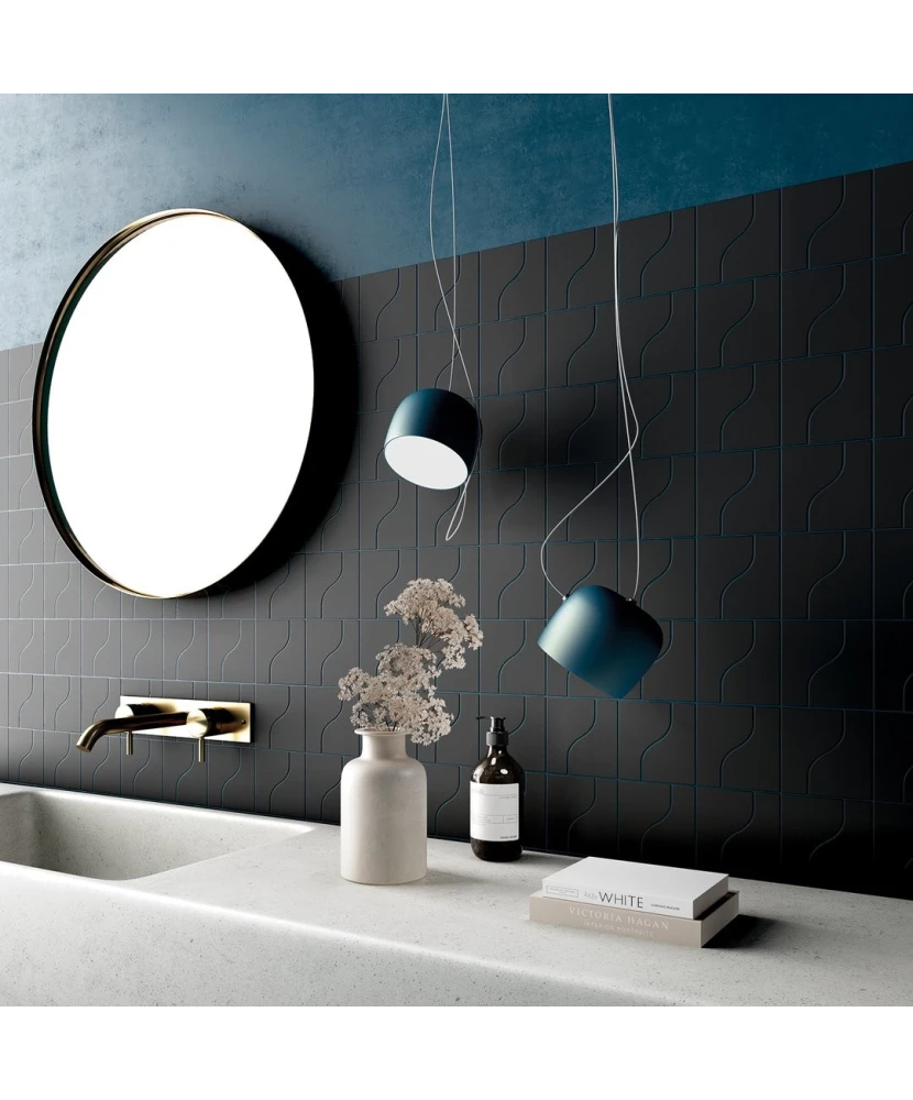 Carrelage Curve Black Mat 8,3x12 cm - posé en salle de bain