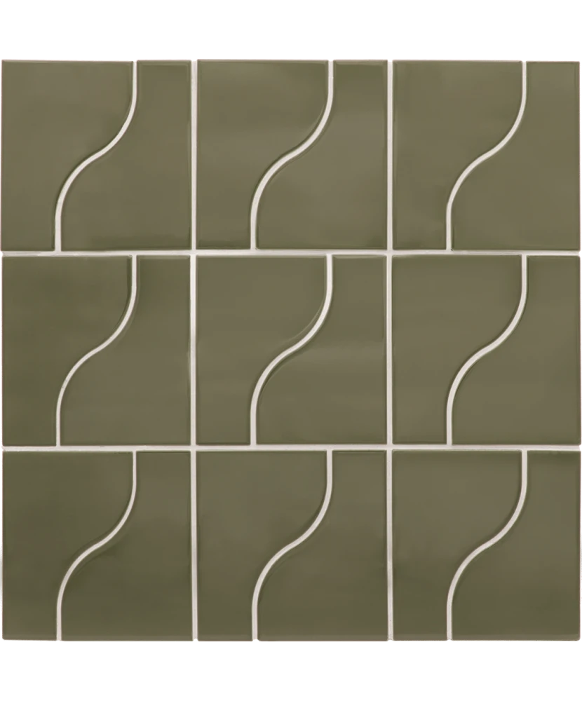 Carrelage Curve Garden Green 8,3x12 cm - panneau de carreaux