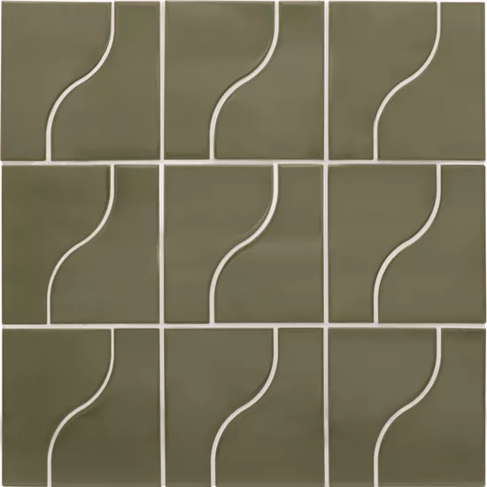 Carrelage Curve Garden Green 8,3x12 cm - panneau de carreaux