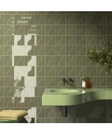 Carrelage Curve Garden Green 8,3x12 cm - posé en salle de bain