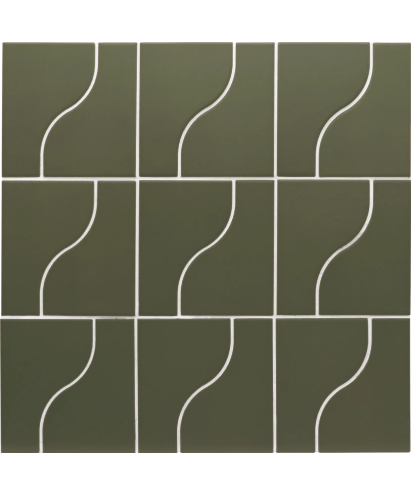 Carrelage Curve Garden Green Mat 8,3x12 cm - panneau de carreaux