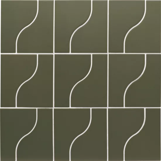 Carrelage Curve Garden Green Mat 8,3x12 cm - panneau de carreaux
