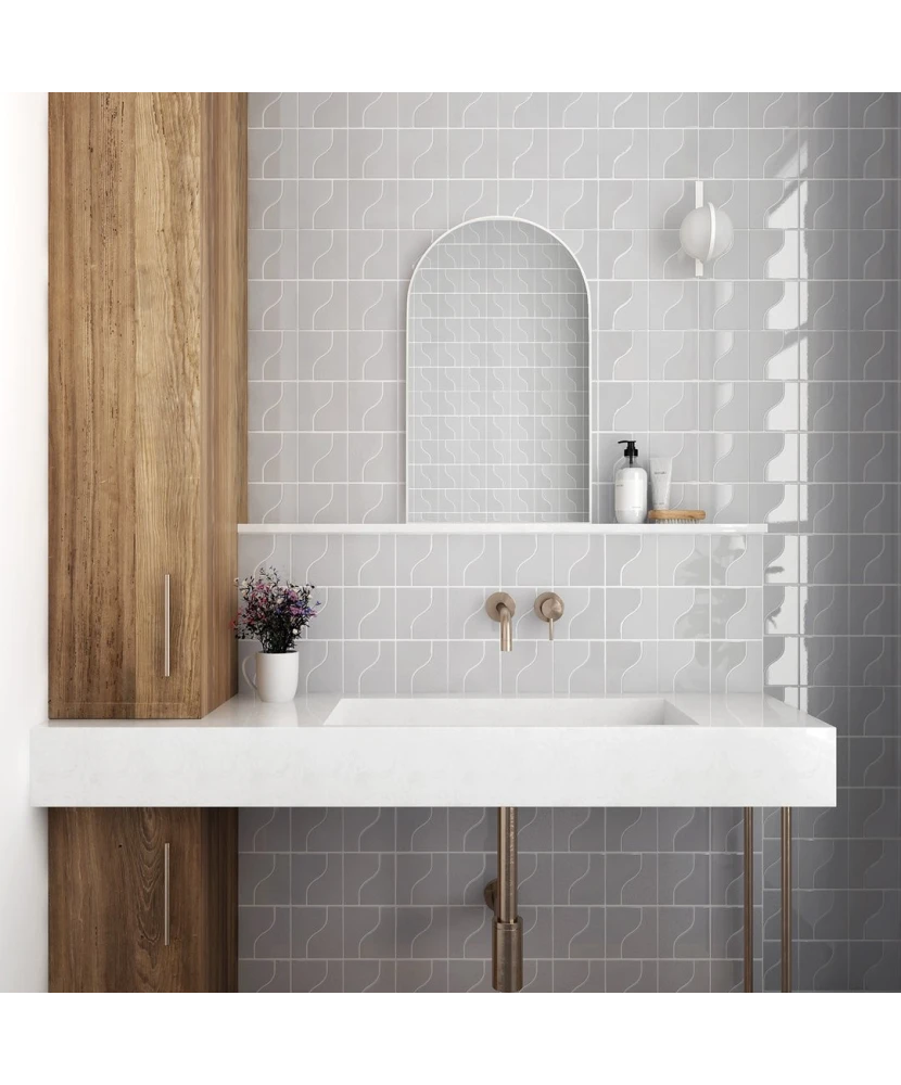Carrelage Curve Grey 8,3x12 cm - posé en salle de bain