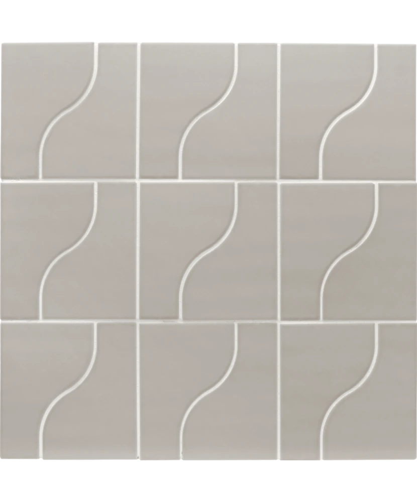 Carrelage Curve Grey Mat 8,3x12 cm - panneau de carreaux