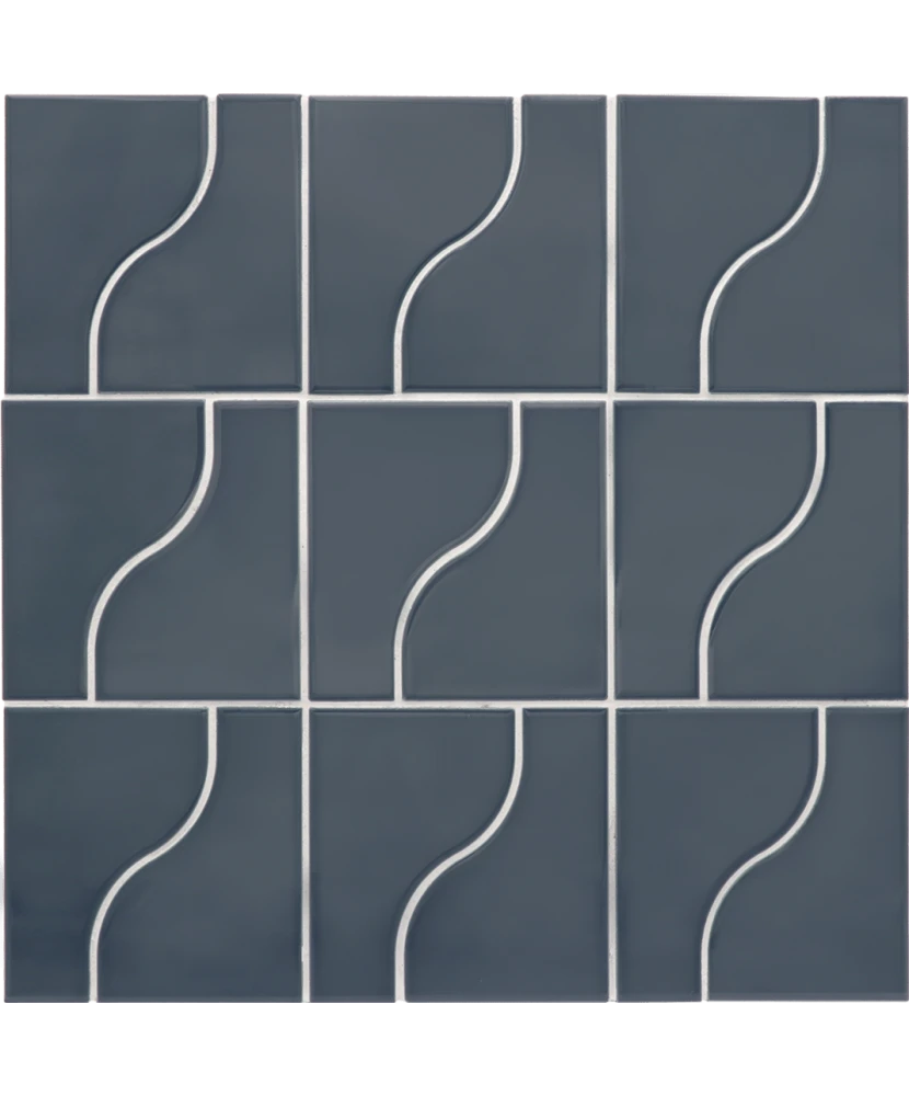 Carrelage Curve Ink Blue 8,3x12 cm - panneau de carreaux