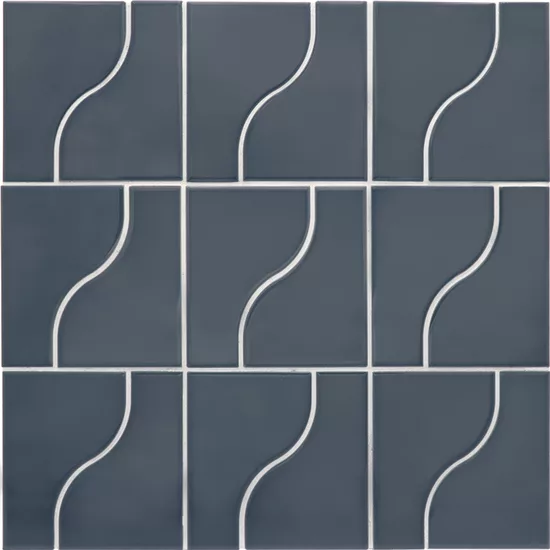 Carrelage Curve Ink Blue 8,3x12 cm - panneau de carreaux