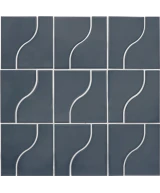 Carrelage Curve Ink Blue 8,3x12 cm - panneau de carreaux