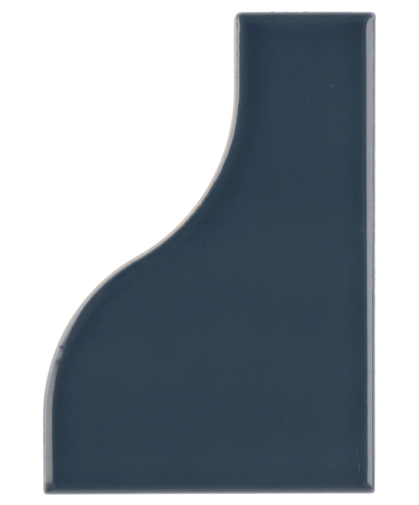 Carrelage Curve Ink Blue 8,3x12 cm - vue de face du carreau