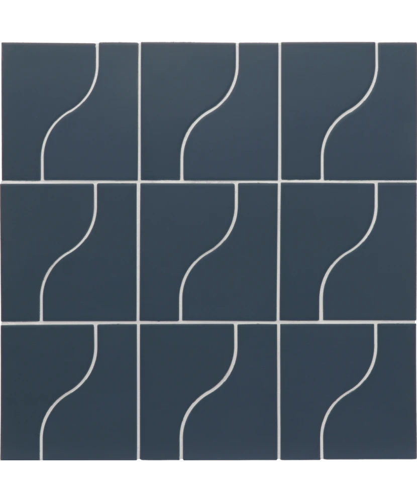 Carrelage Curve Ink Blue Mat 8,3x12 cm - panneau de carreaux