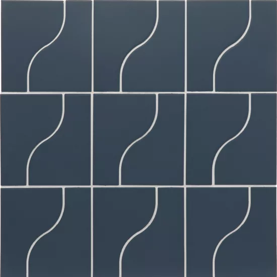Carrelage Curve Ink Blue Mat 8,3x12 cm - panneau de carreaux