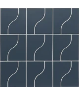 Carrelage Curve Ink Blue Mat 8,3x12 cm - panneau de carreaux