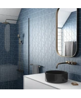 Carrelage Curve Ink Blue Mat 8,3x12 cm - posé en salle de bain