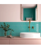 Carrelage Curve Paon 8,3x12 cm - posé en salle de bain