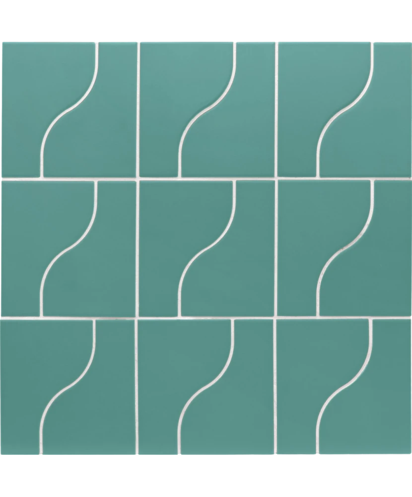 Carrelage Curve Paon Mat 8,3x12 cm - panneau de carreaux