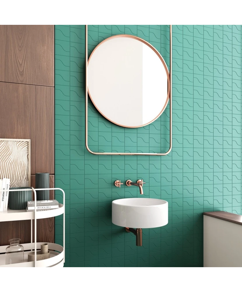 Carrelage Curve Paon Mat 8,3x12 cm - posé en salle de bain