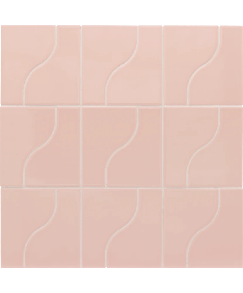 Carrelage Curve Pink 8,3x12 cm - panneau de carreaux