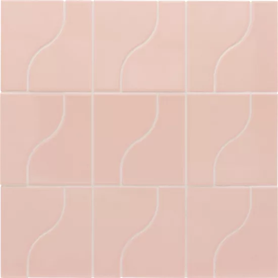 Carrelage Curve Pink 8,3x12 cm - panneau de carreaux