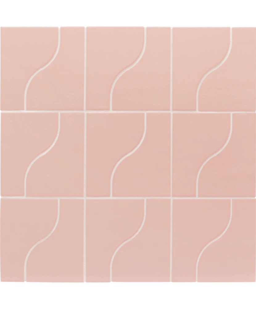 Carrelage Curve Pink Mat 8,3x12 cm - panneau de carreaux