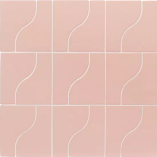 Carrelage Curve Pink Mat 8,3x12 cm - panneau de carreaux