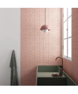 Carrelage Curve Pink Mat 8,3x12 cm - posé en salle de bain