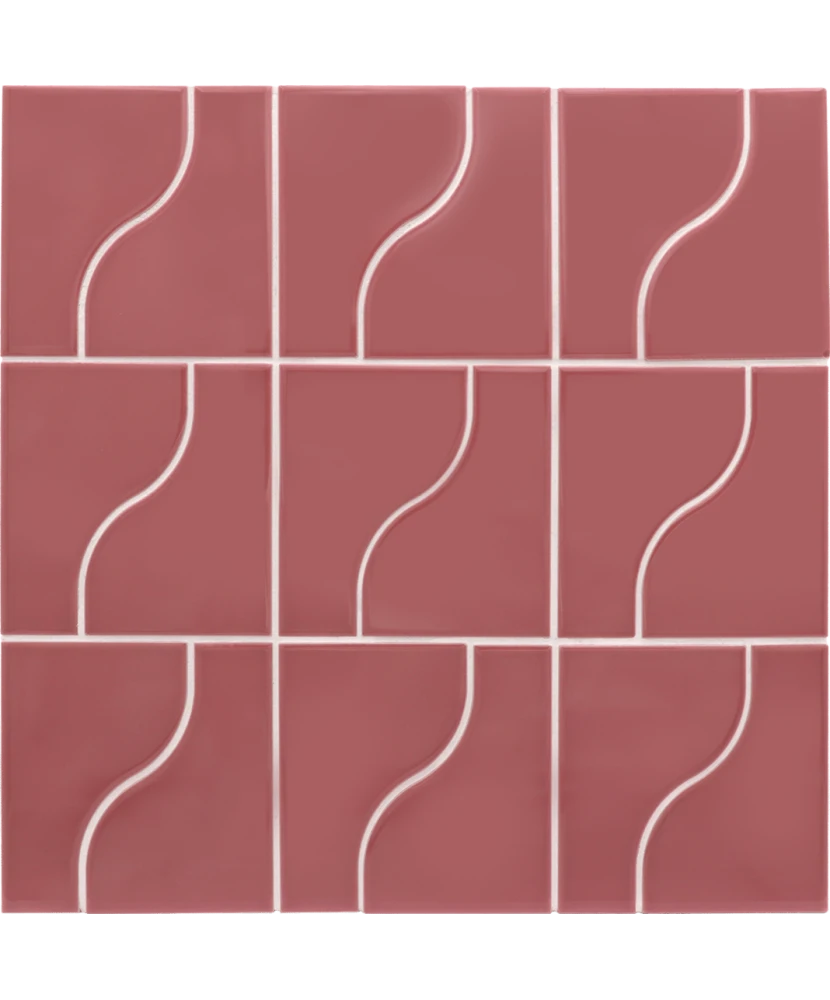 Carrelage Curve Ruby Shade Mat 8,3x12 cm - panneau de carreaux