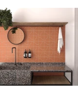 Carrelage Curve Sunset Mat 8,3x12 cm - posé en salle de bain