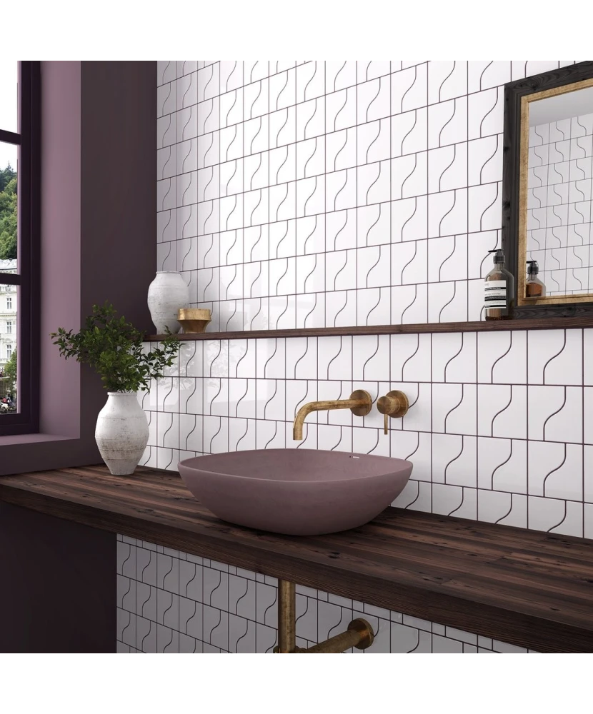 Carrelage Curve White 8,3x12 cm - posé en salle de bain