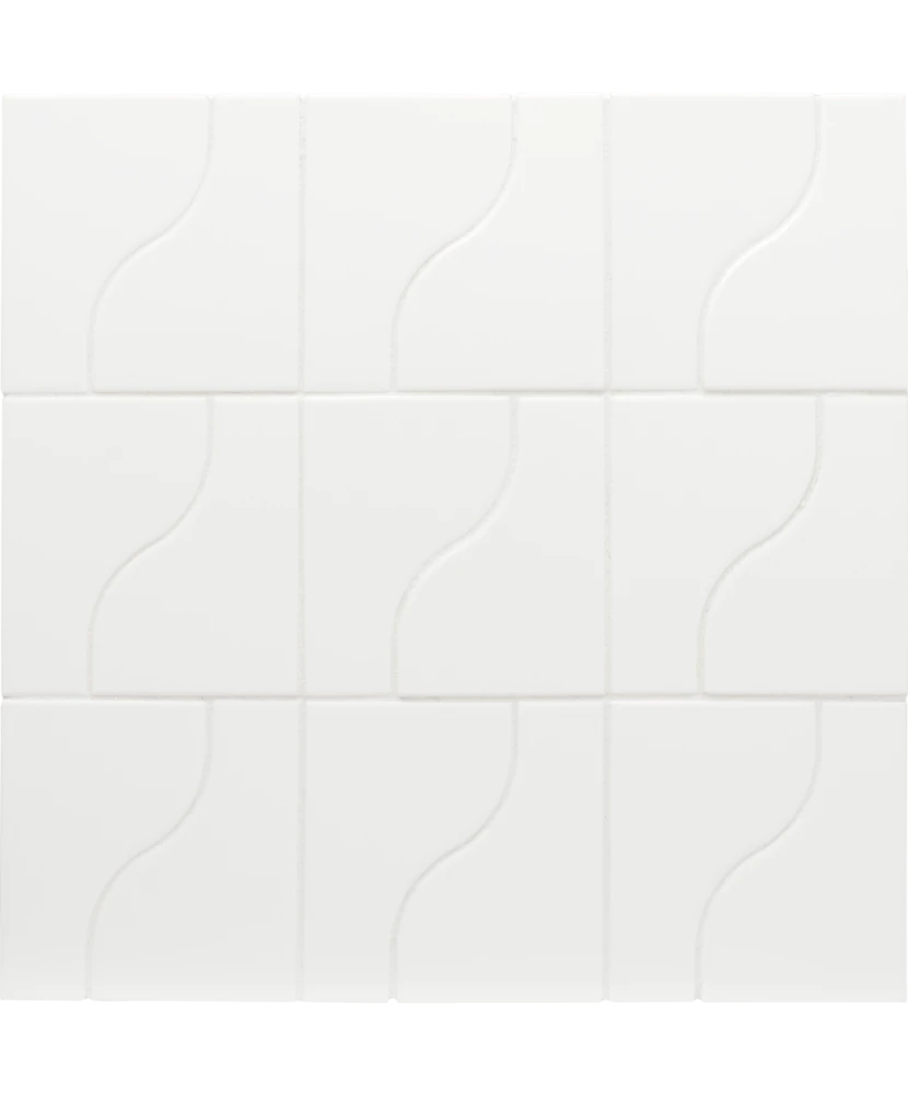 Carrelage Curve White Mat 8,3x12 cm - panneau de carreaux