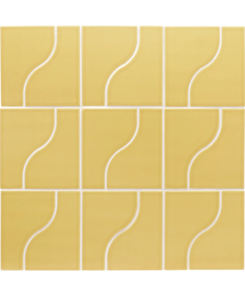 Carrelage Curve Yellow Mat 8,3x12 cm - panneau de carreaux